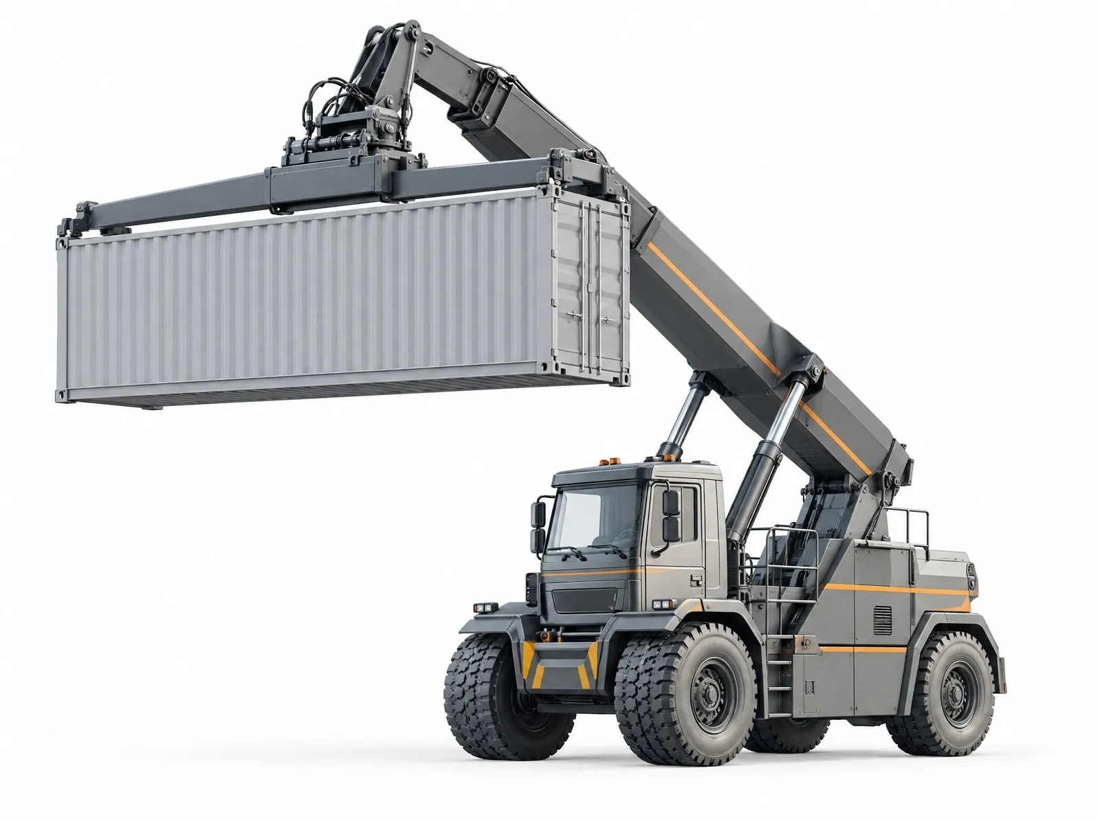 Ilustracja: reach stacker podnoszący kontener